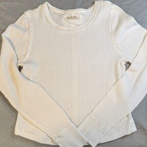 We The Free Cream Waffle-Knit Long Sleeve Top